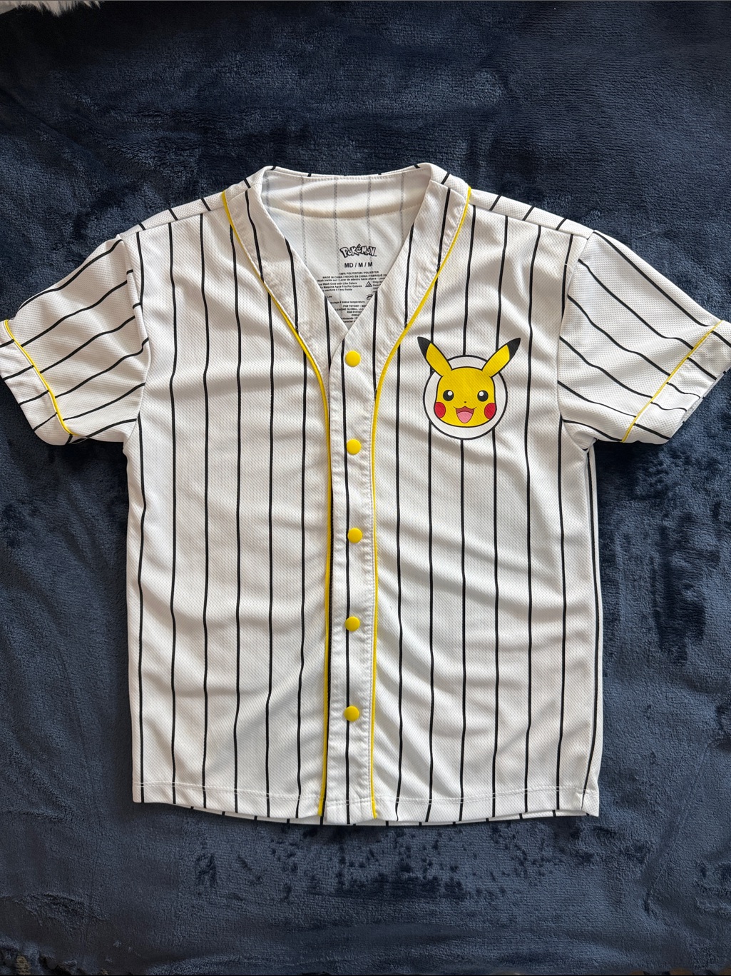 Pokmon Pikachu Striped Baseball Jersey For Kids - White, Black And Yellow